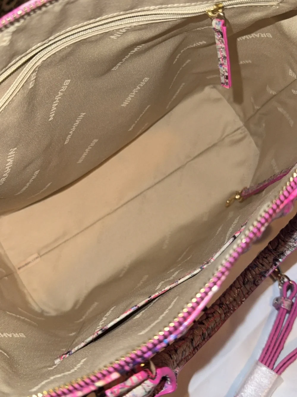 Brahmin Pink Python/Croc-Embossed Large Duxbury Bag & Matching Wallet BRAND NEW🩷